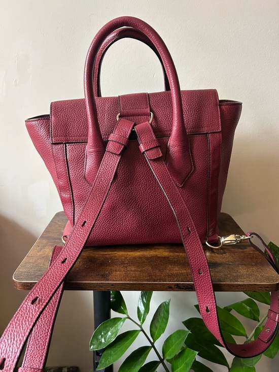 Henri Bendel Rivington Burgundy Leather Convertible Backpack / Purse - Picture 3 of 11